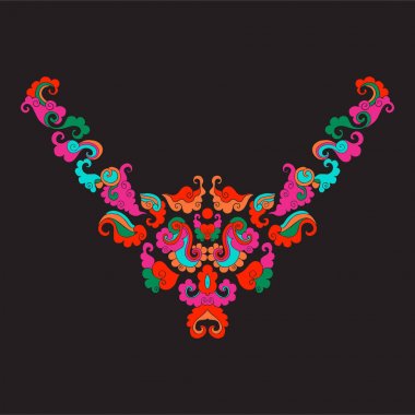 Yaka blac üzerinde Asya tarzı vintage dekoratif elemanları ile