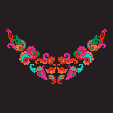 Yaka blac üzerinde Asya tarzı vintage dekoratif elemanları ile