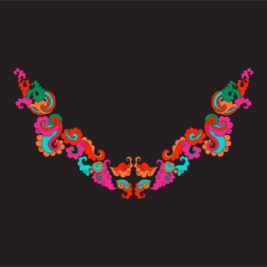 Yaka blac üzerinde Asya tarzı vintage dekoratif elemanları ile