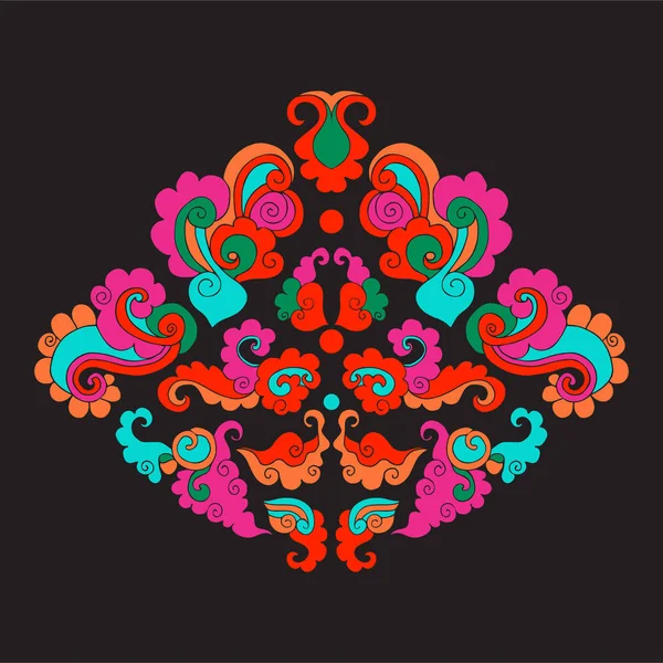 Siyah arka plan üzerine Asya tarzında Vintage dekor elementleri.