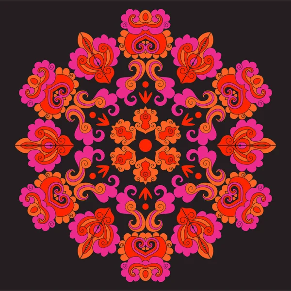 Siyah arka plan üzerine Asya tarzında Vintage dekor elementleri.