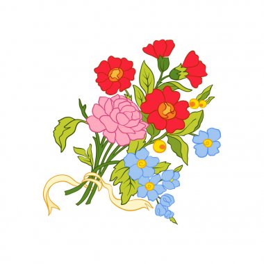 Renkli vintage çiçek buketi veya desen