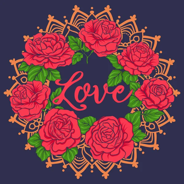 Nakış bllu jiens arka plan üzerinde kırmızı Güllü