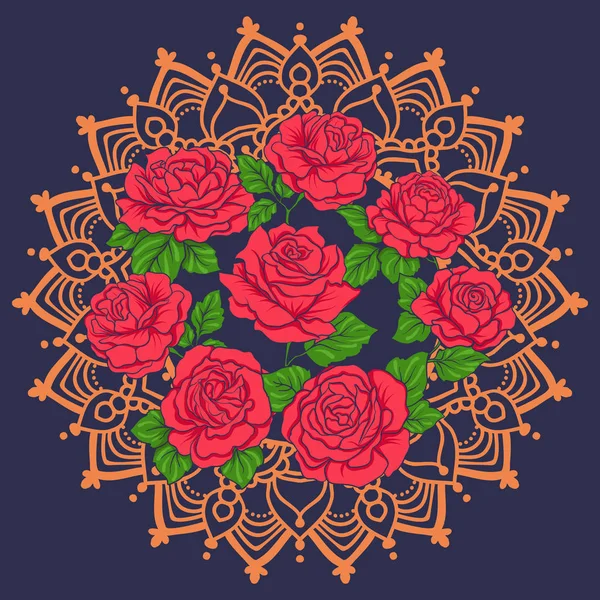 Nakış bllu jiens arka plan üzerinde kırmızı Güllü