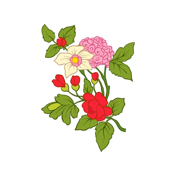 Renkli vintage çiçek buketi veya desen — Stok Vektör