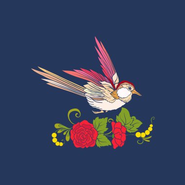 Çiçekler ve kot arka plan üzerinde yutmak.