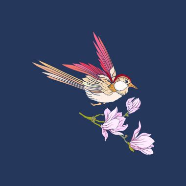 Çiçekler ve kot arka plan üzerinde yutmak.