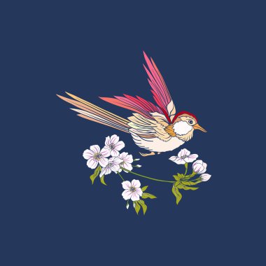 Çiçekler ve kot arka plan üzerinde yutmak.