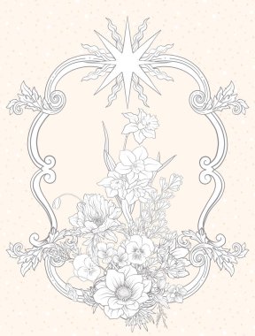 Yaz çiçek: poppy, nergis, anemon, violet, botanik s