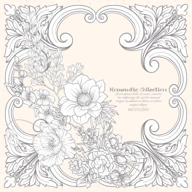 Yaz çiçek: poppy, nergis, anemon, violet, botanik s