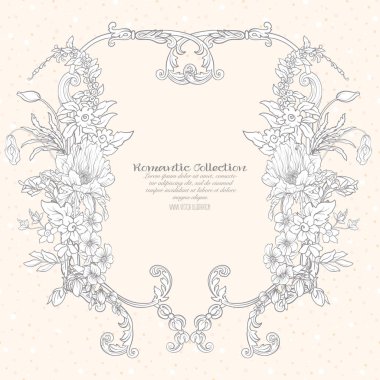 Yaz çiçek: poppy, nergis, anemon, violet, botanik s