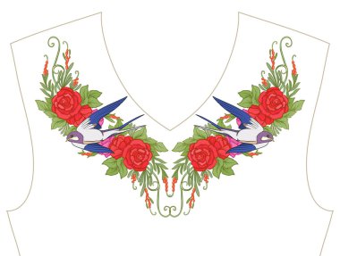 Nakış yaka, yaka T-shirt, bluz, gömlek için için. Patt