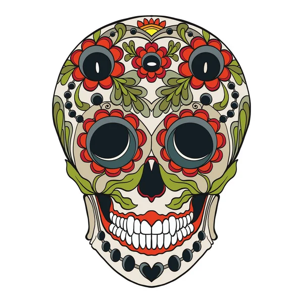 Cráneo de azúcar. El símbolo tradicional del Día de los Muertos. Población — Vector de stock