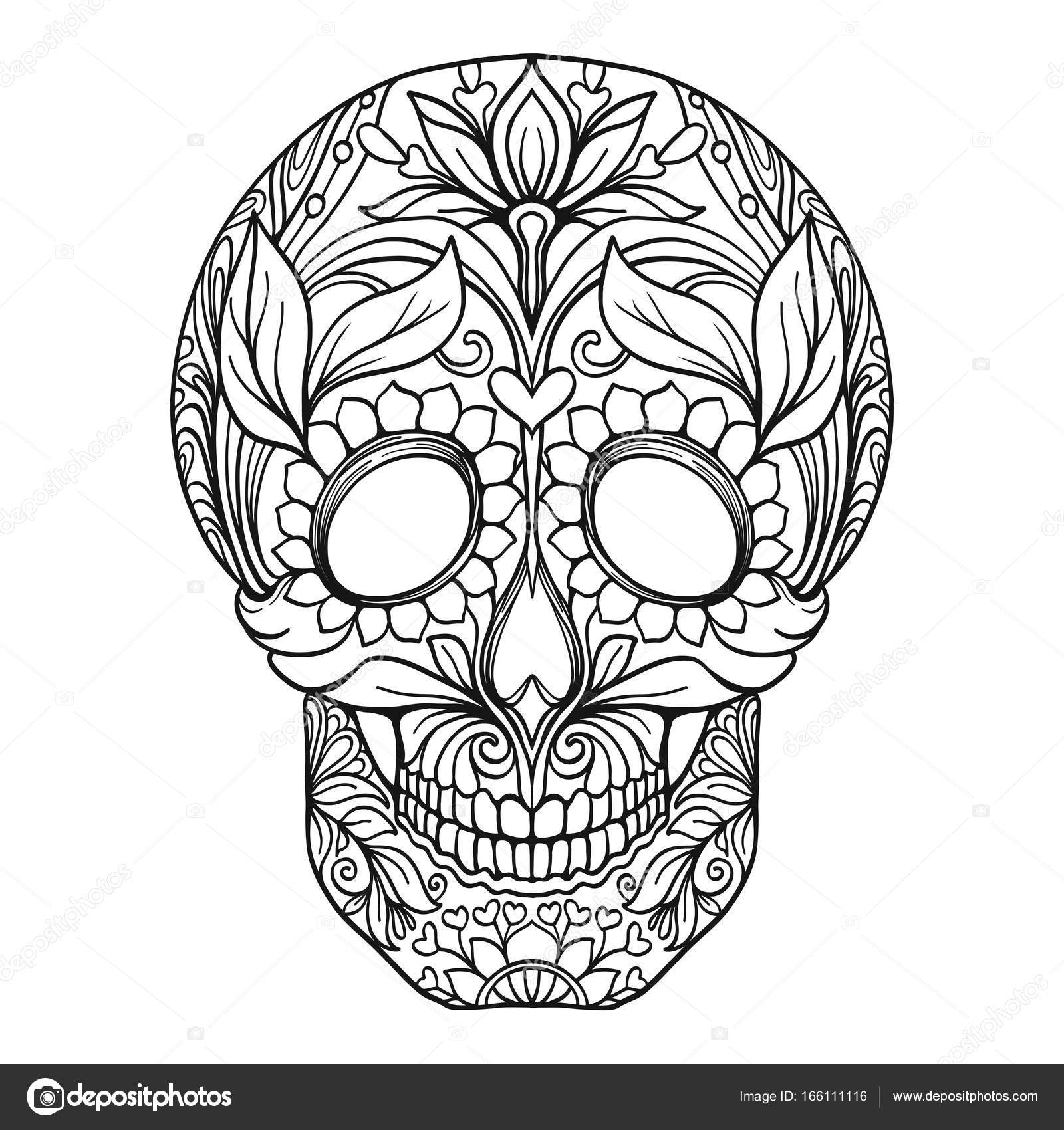 砂糖の頭蓋骨。死者の日の伝統的なシンボル. ストックベクター ©ElenaBesedina 166111116, image size:1600x1700