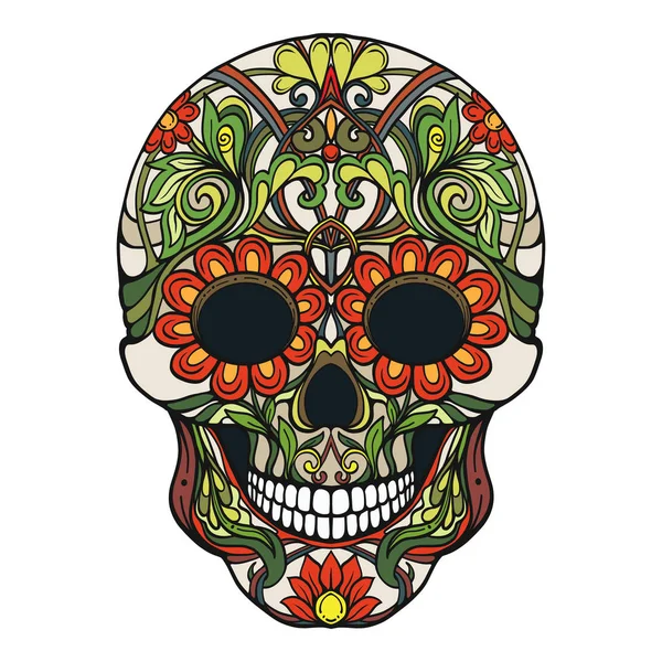 Cráneo de azúcar. El símbolo tradicional del Día de los Muertos. Población — Archivo Imágenes Vectoriales