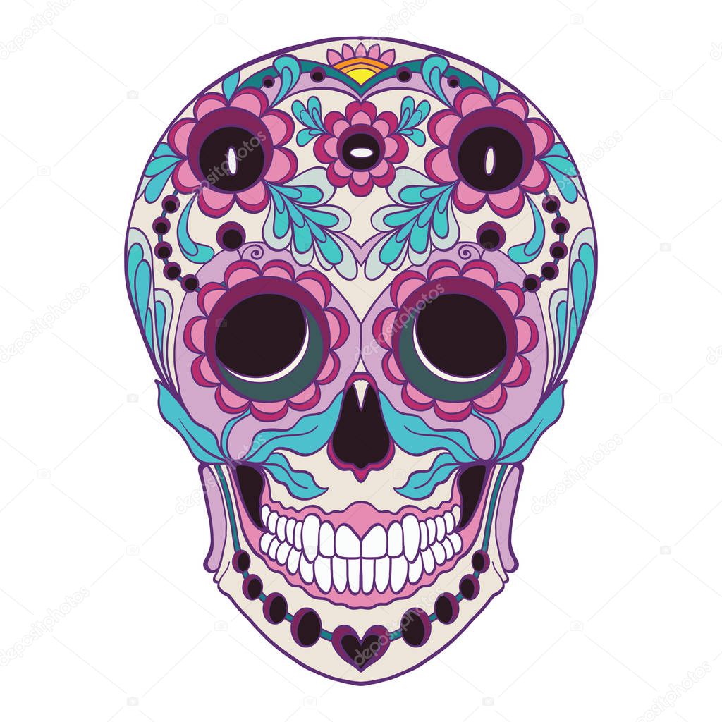 Sugar skull. The traditional symbol of the Day of the Dead. Stoc