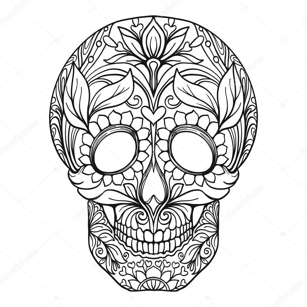 Sugar skull. The traditional symbol of the Day of the Dead.