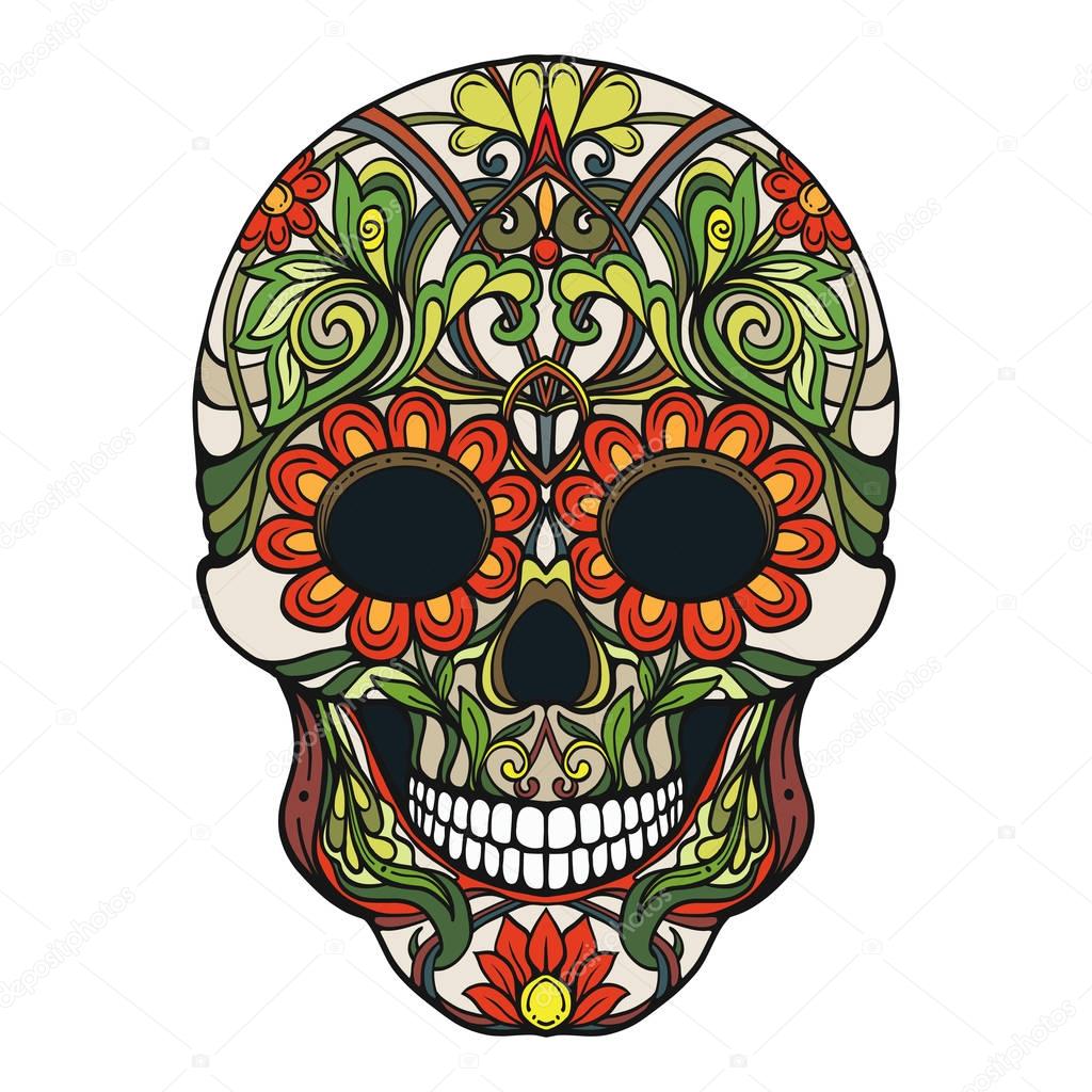 Sugar skull. The traditional symbol of the Day of the Dead. Stoc