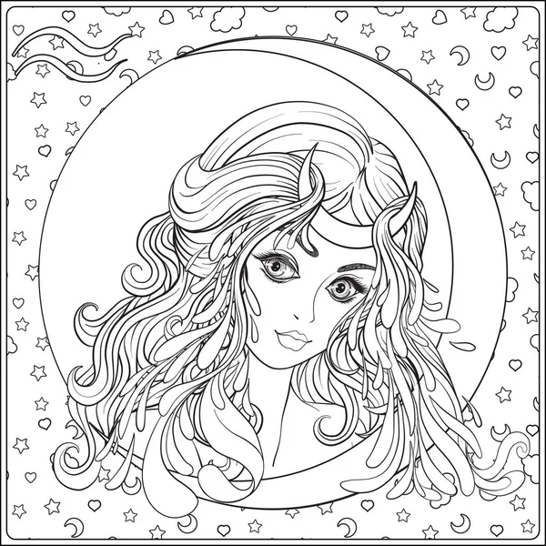 Kova. Güzel bir genç kız bir işaretler şeklinde