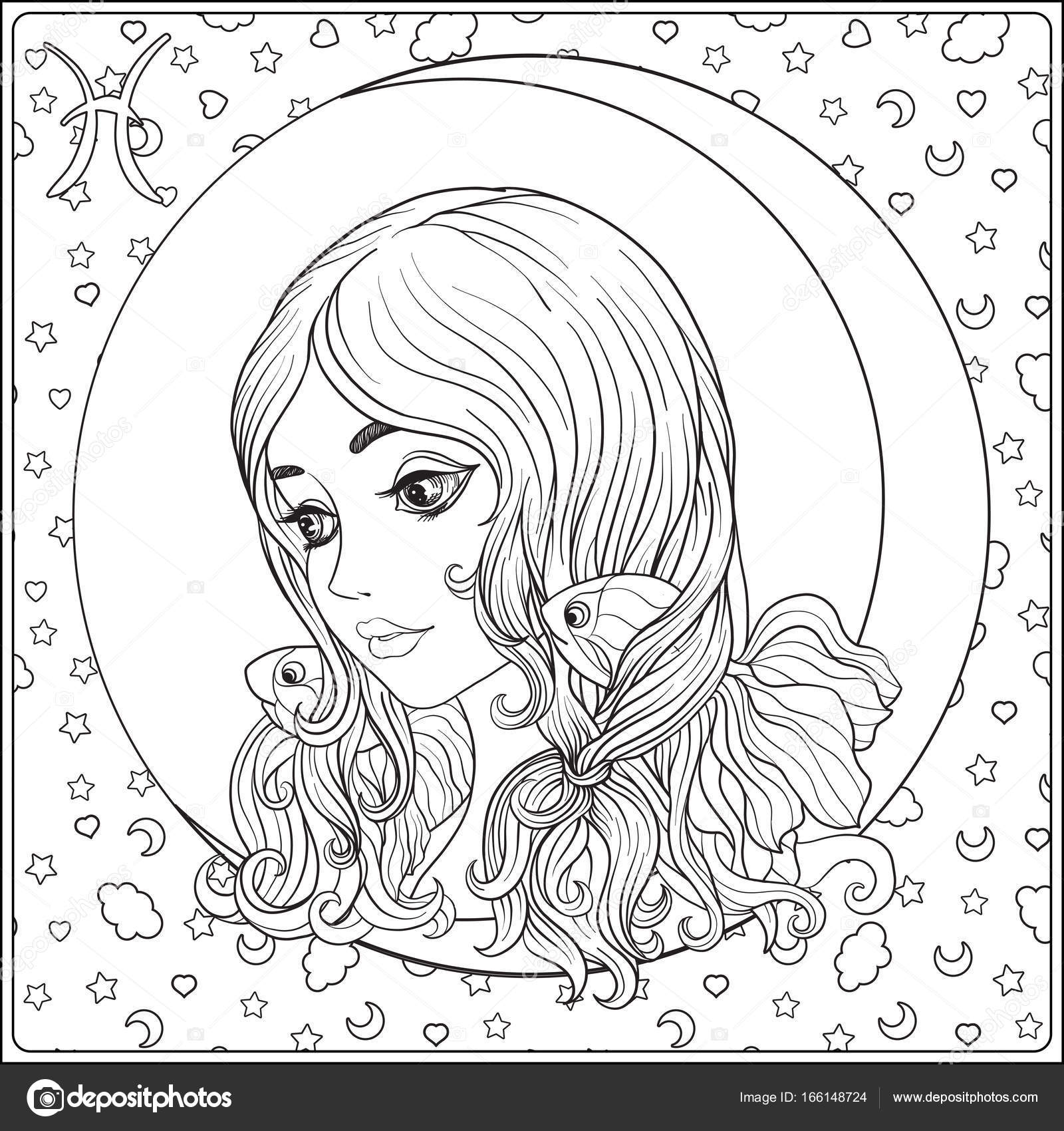 Pisces. giovane bella ragazza in forma di uno dei segni o ... Disegni dei segni zodiacali