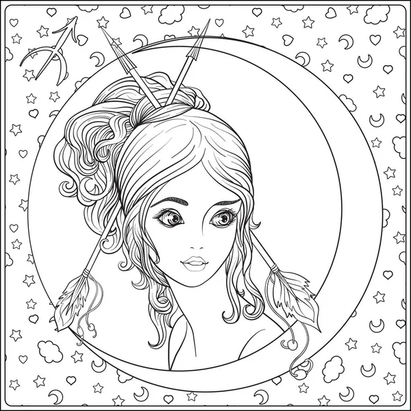 Yay, archer. Bir tane şeklinde güzel bir genç kız