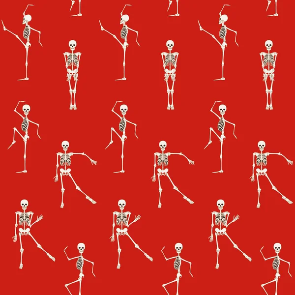 Modello senza cuciture, sfondo con scheletri danzanti . — Vettoriale Stock