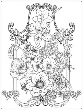 Yaz çiçek: poppy, nergis, anemon, violet, botanik s