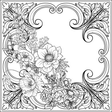 Yaz çiçek: poppy, nergis, anemon, violet, botanik s