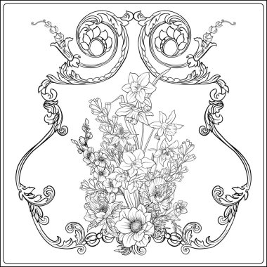 Yaz çiçek: poppy, nergis, anemon, violet, botanik s