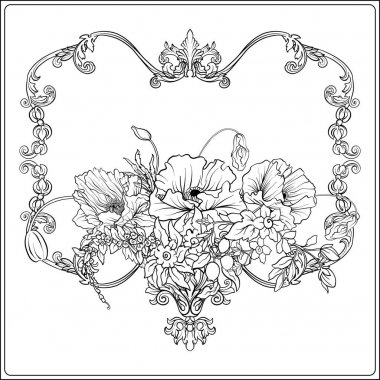 Yaz çiçek: poppy, nergis, anemon, violet, botanik s