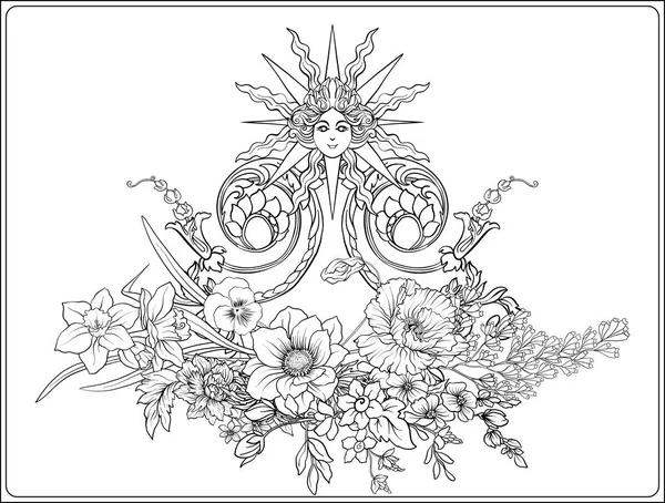 Yaz çiçek: poppy, nergis, anemon, violet, botanik s