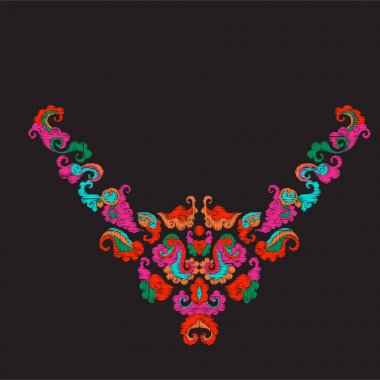 Nakış yaka vintage dekor elementleri ile