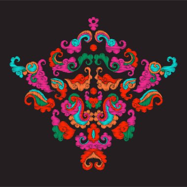 Asya tarzı nakış vintage dekor elementleri