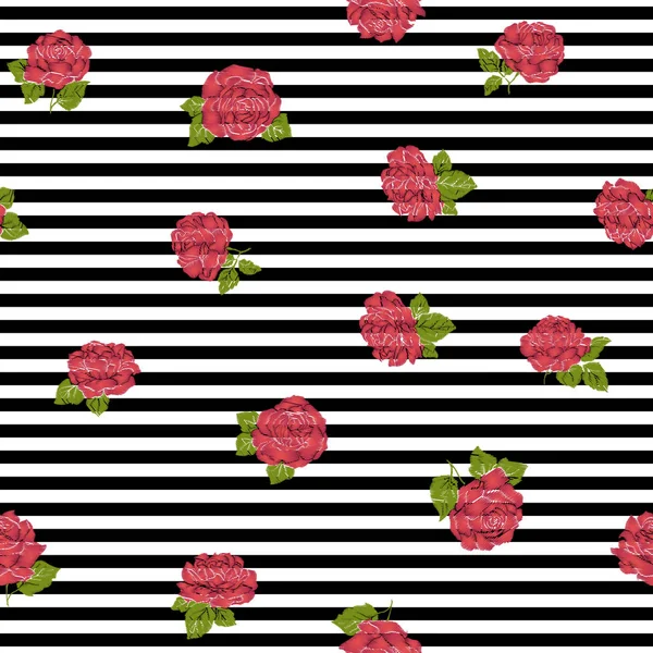 Dikişsiz desen nakış taklit kırmızı gül siyah bir