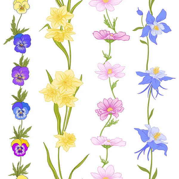 Renkli çiçek seamless modeli botanik tarzı çiçekli