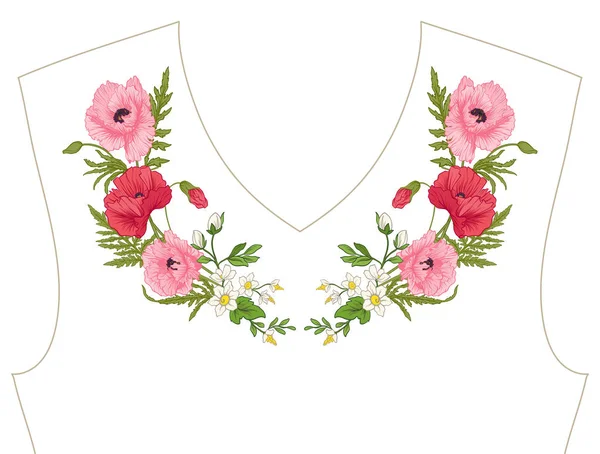 Nakış. İşlemeli tasarım öğeleri ile yaz buket b