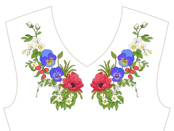 Nakış. İşlemeli tasarım öğeleri ile yaz buket b