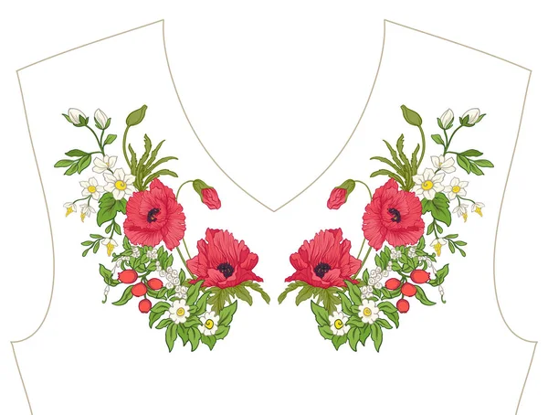 Nakış. İşlemeli tasarım öğeleri ile yaz buket b