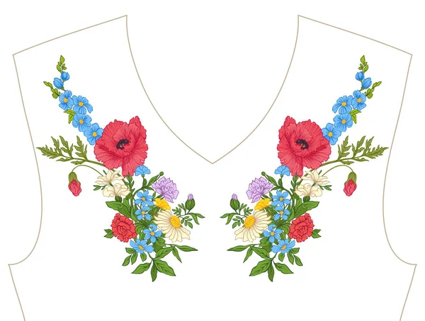 Nakış. İşlemeli tasarım öğeleri ile yaz buket b