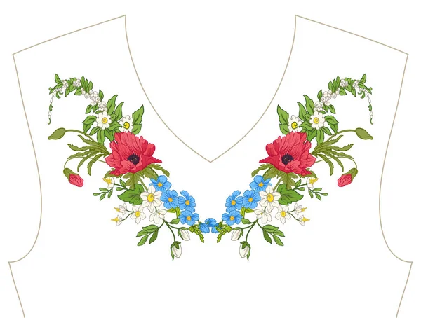 Nakış. İşlemeli tasarım öğeleri ile yaz buket b