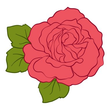 İzole kırmızı yeşil yaprakları ile yükseldi. Stok satırı vektör illustrat