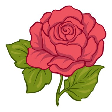 İzole kırmızı yeşil yaprakları ile yükseldi. Stok satırı vektör illustrat