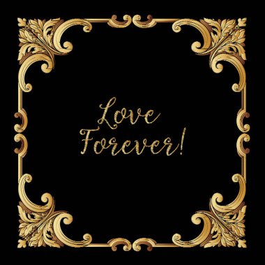 Nakış. Altın royal işlemeli tasarım öğeleriyle kablosuz çerçeve