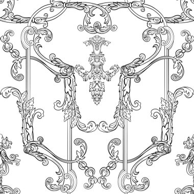 Seamless modeli ile zengin rokoko tarzı çiçek dekor dekore edilmiş