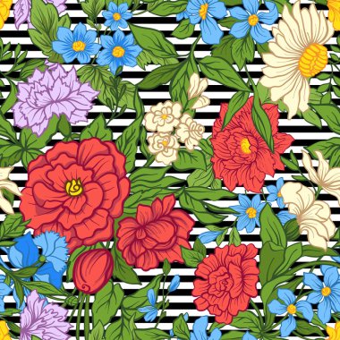 Vintage çiçek seamless modeli. Hisse senedi illüstrasyon.