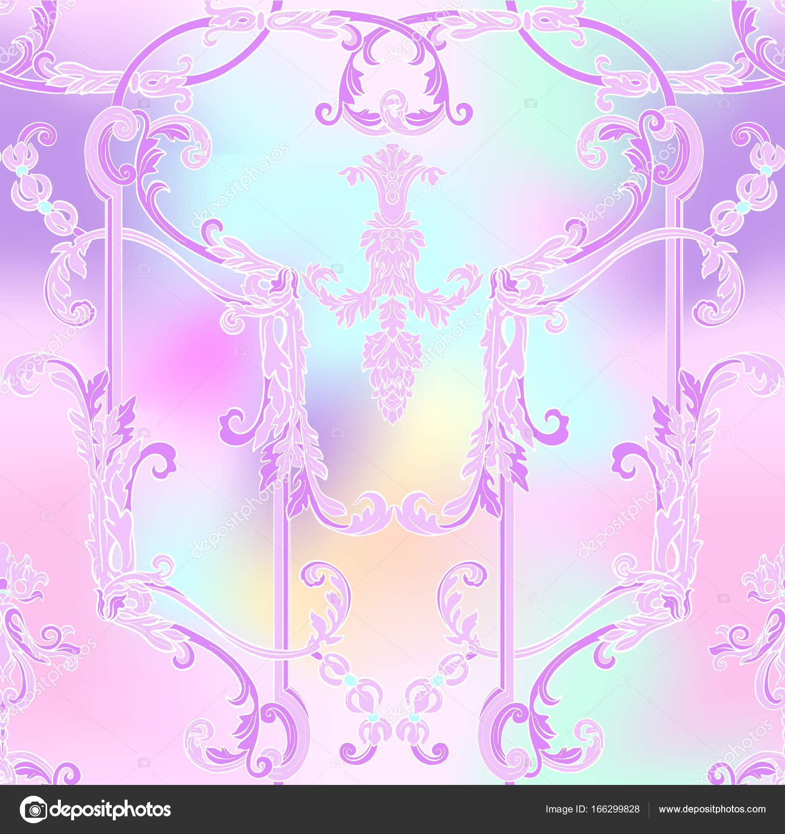 Seamless Pattern With Richly Decorated Rococo Style Floral