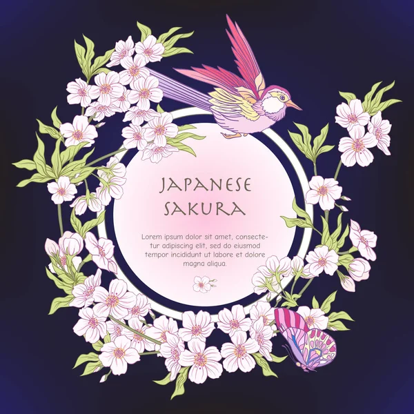 Japon çiçeği pembe sakura ve p kuşlarla çizimler