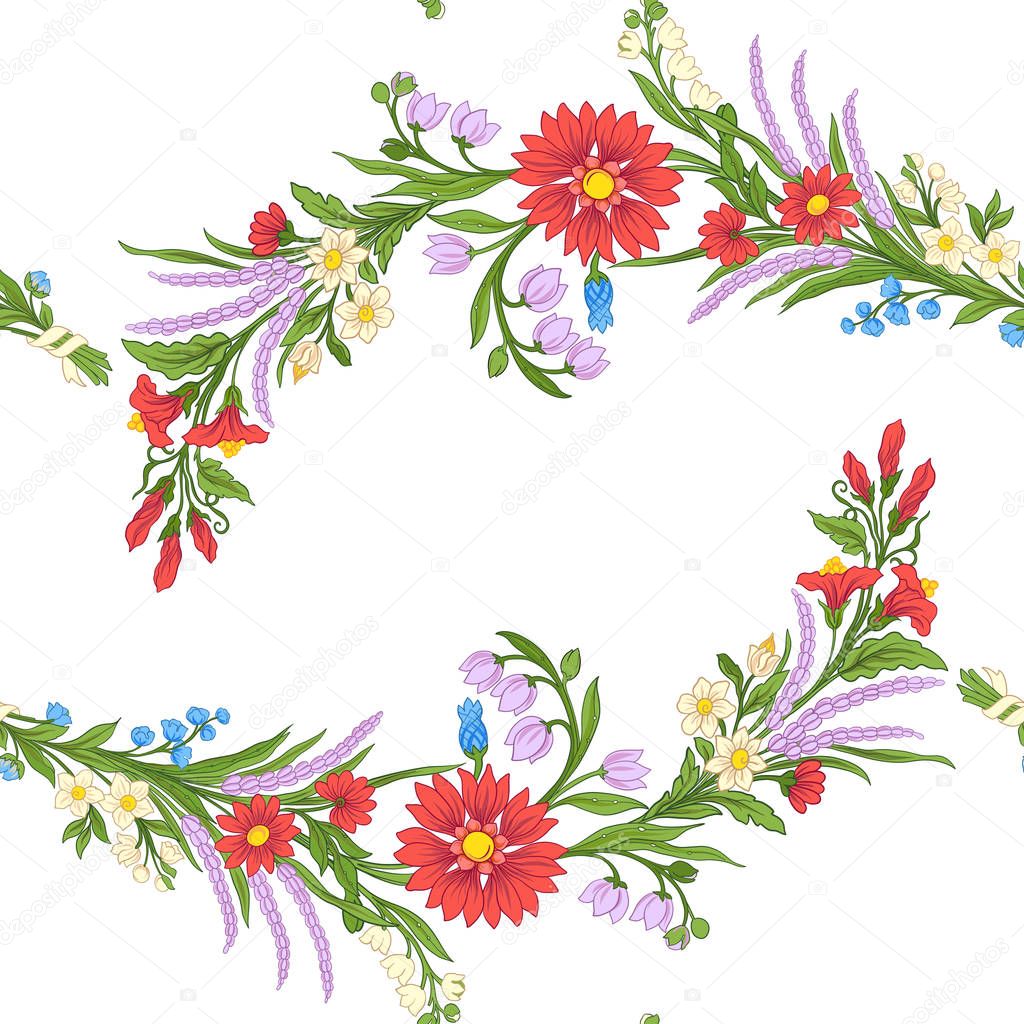 Vintage flowers seamless pattern. Stock illustration.