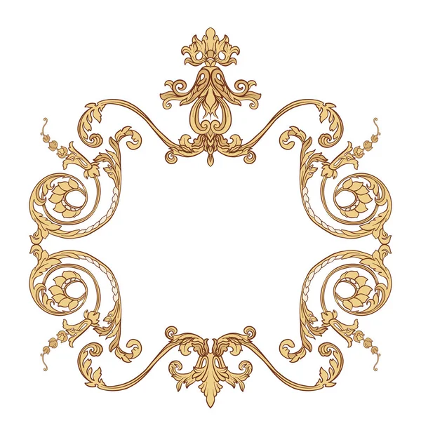 Vintage richly decorated frame in rococo style for menus, ads, a — Stock Vector