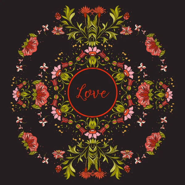 Çiçek dekoratif desen nakış kelime aşk ile için. Kraliyet o